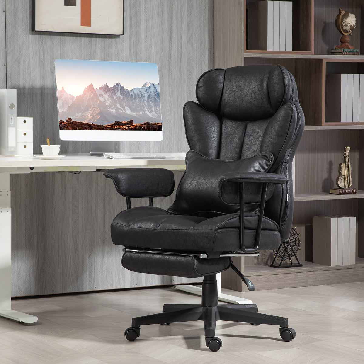 Silla de oficina ergonómica de gran tamaño con reposapiés