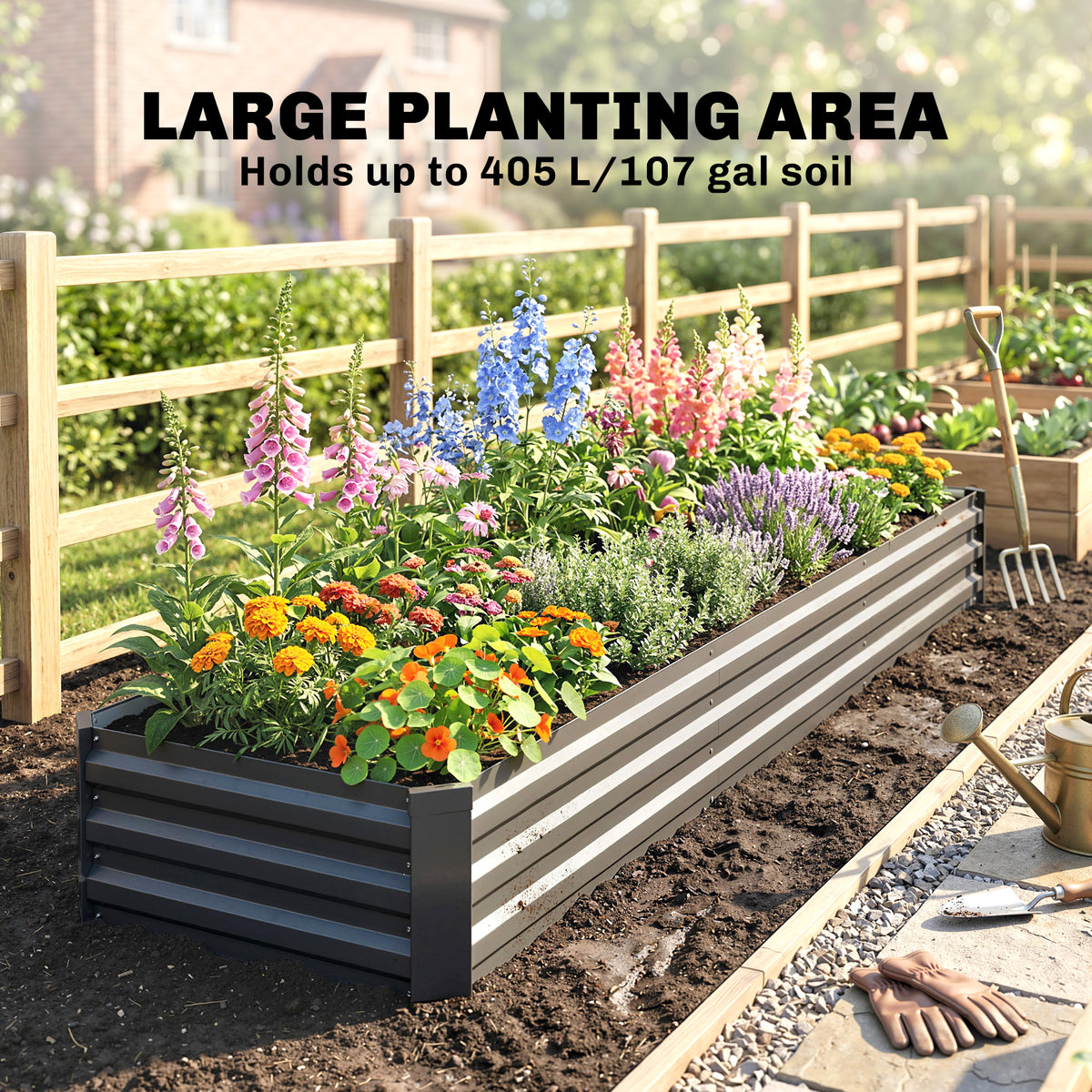 240x60x30cm Galvanized Steel Raised Garden Bed