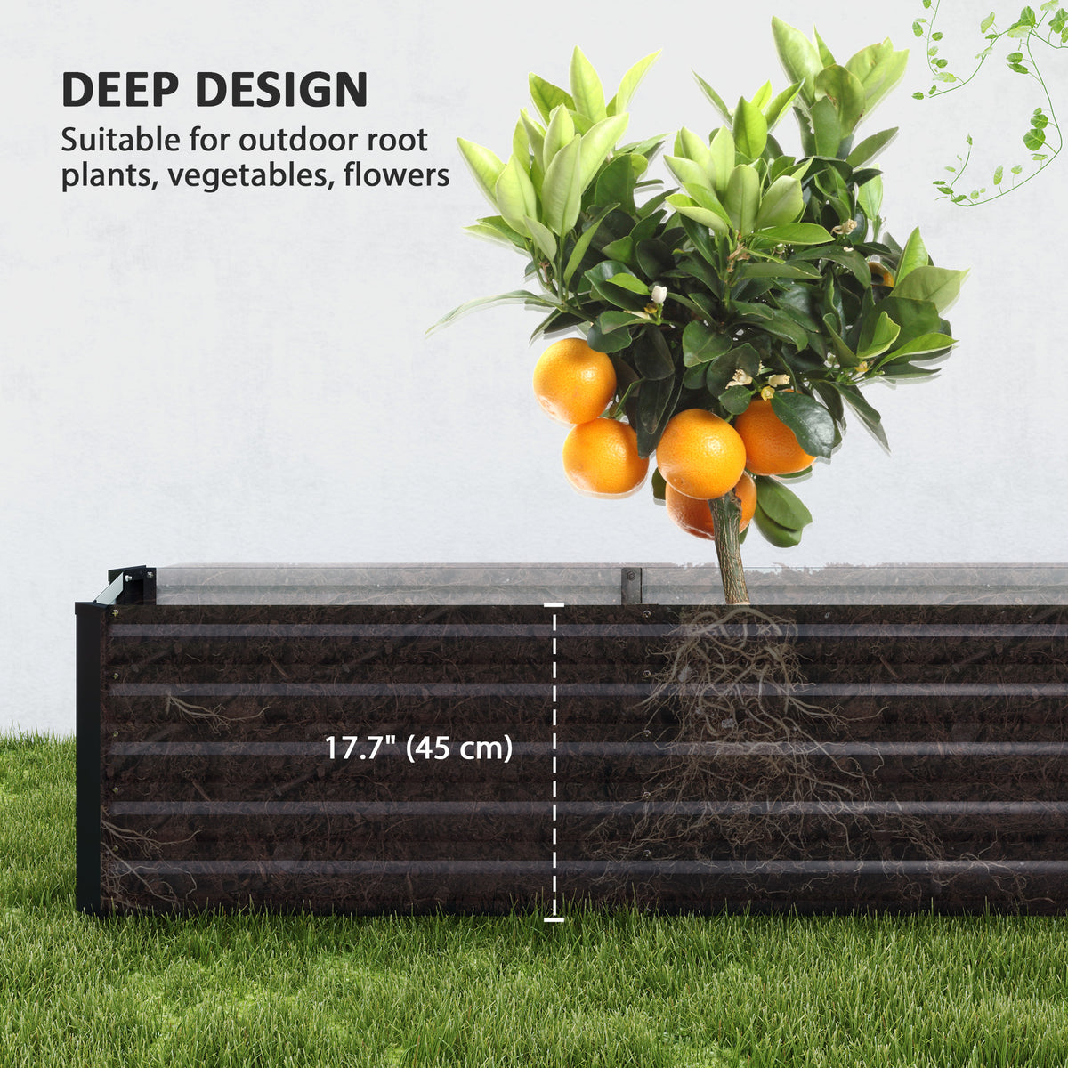  Galvanized Raised Garden Bed 240x40x45cm Outdoor Garden