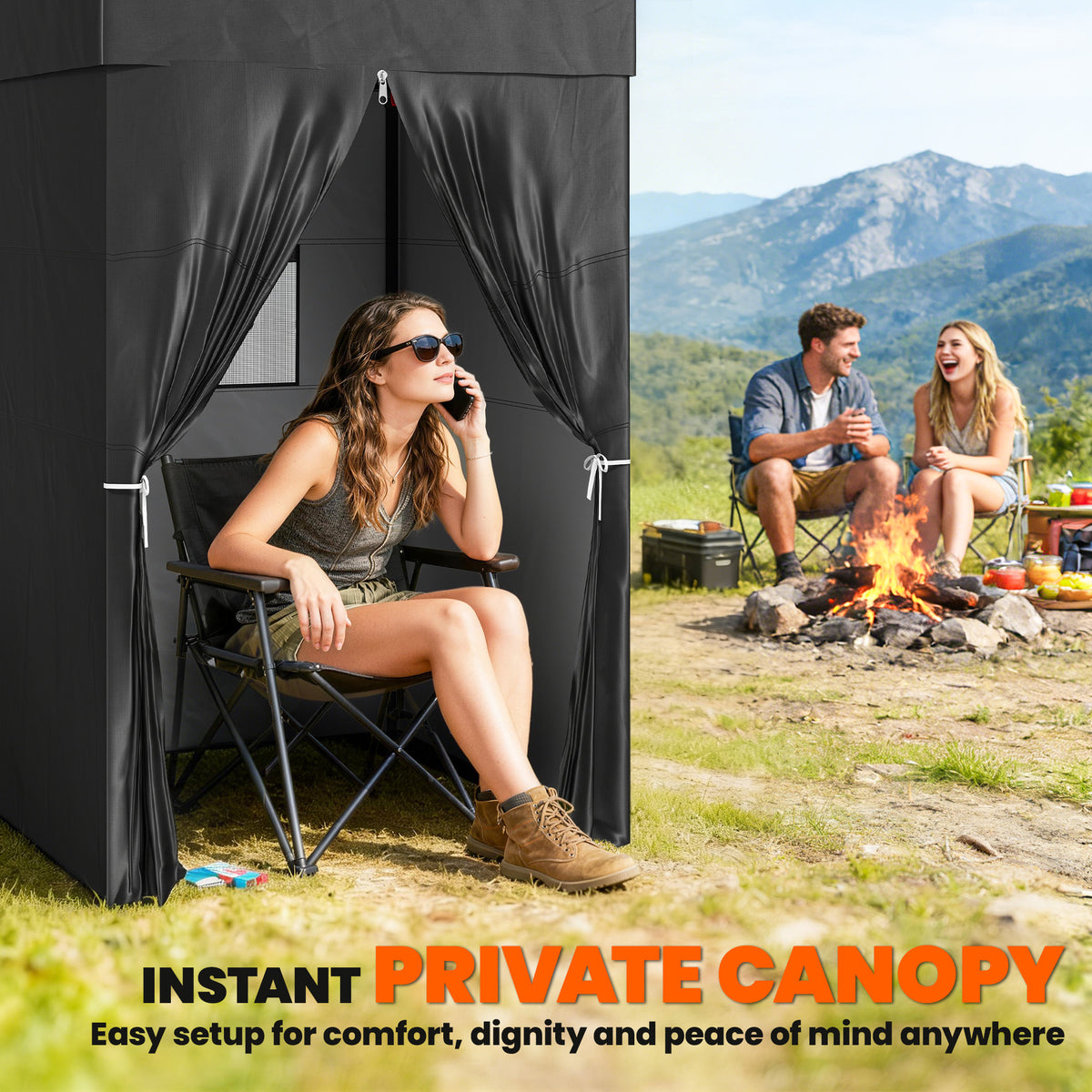 Compact Pop-Up Privacy Canopy Tent UPF 50+
