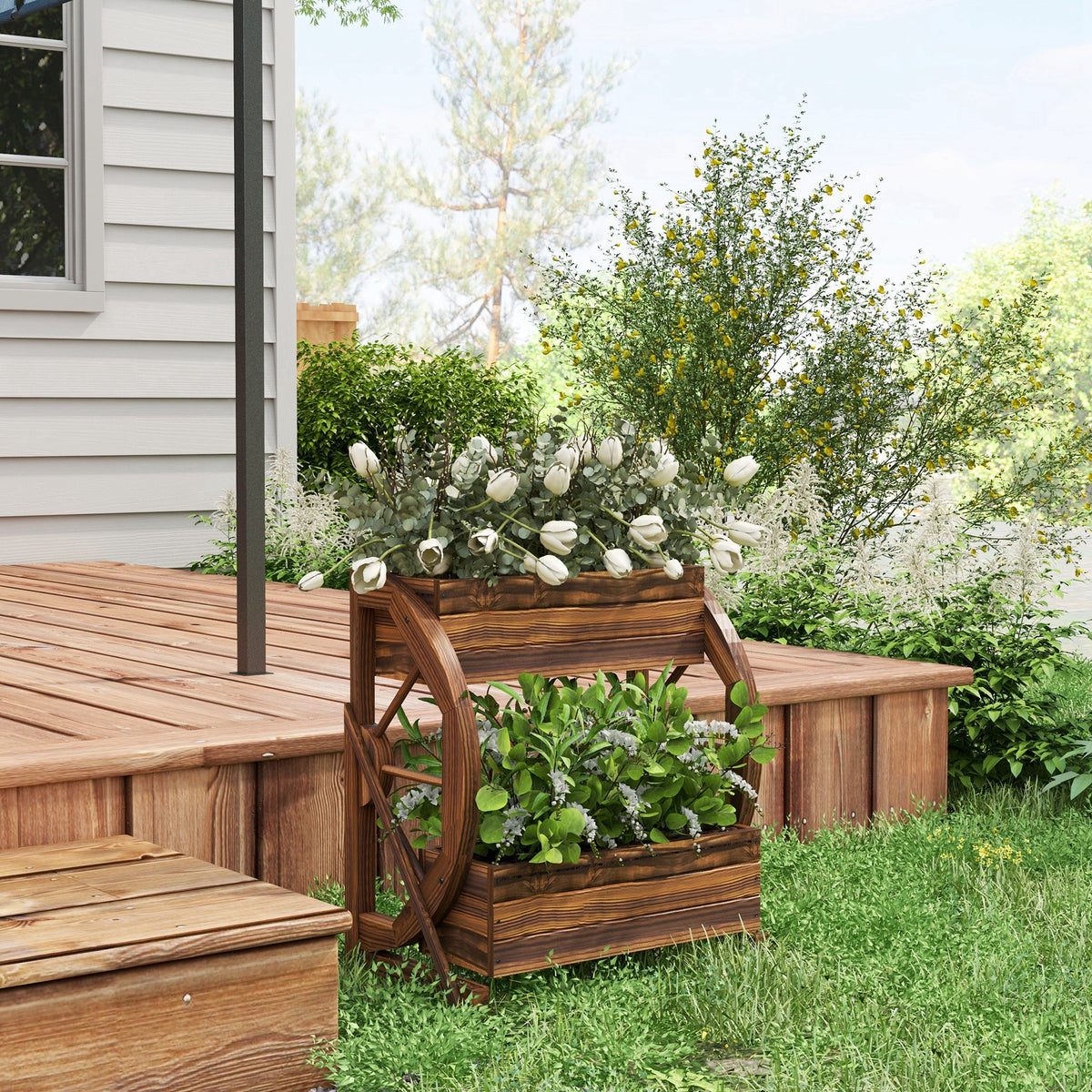 Two-Tier Raised Garden Planter Box — wagon style