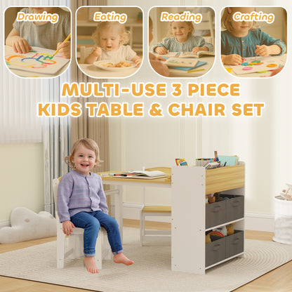 Kids Table and Chairs Set with Paper Roll — Set of 3