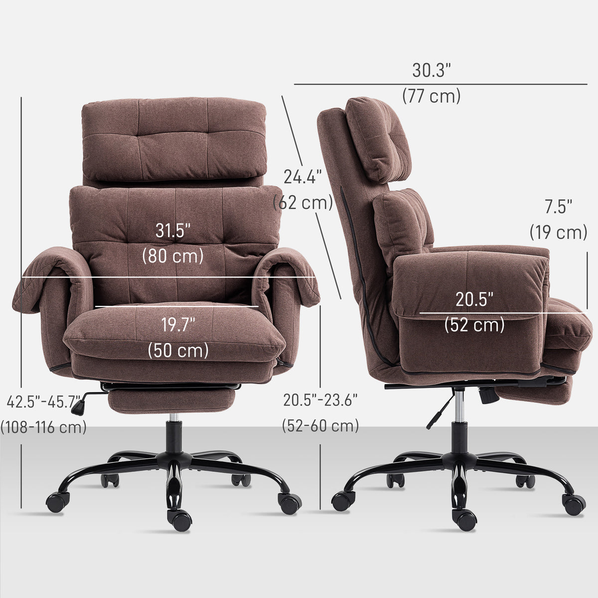 Ergonomic reclining office desk chair with footrest