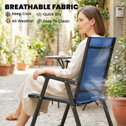 Folding Mesh Patio Chairs — Set of 4