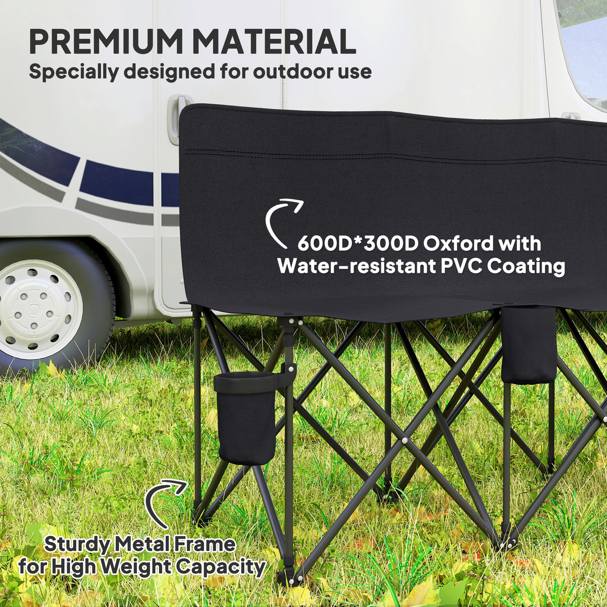 Folding chair 6 seat with cup holders and case