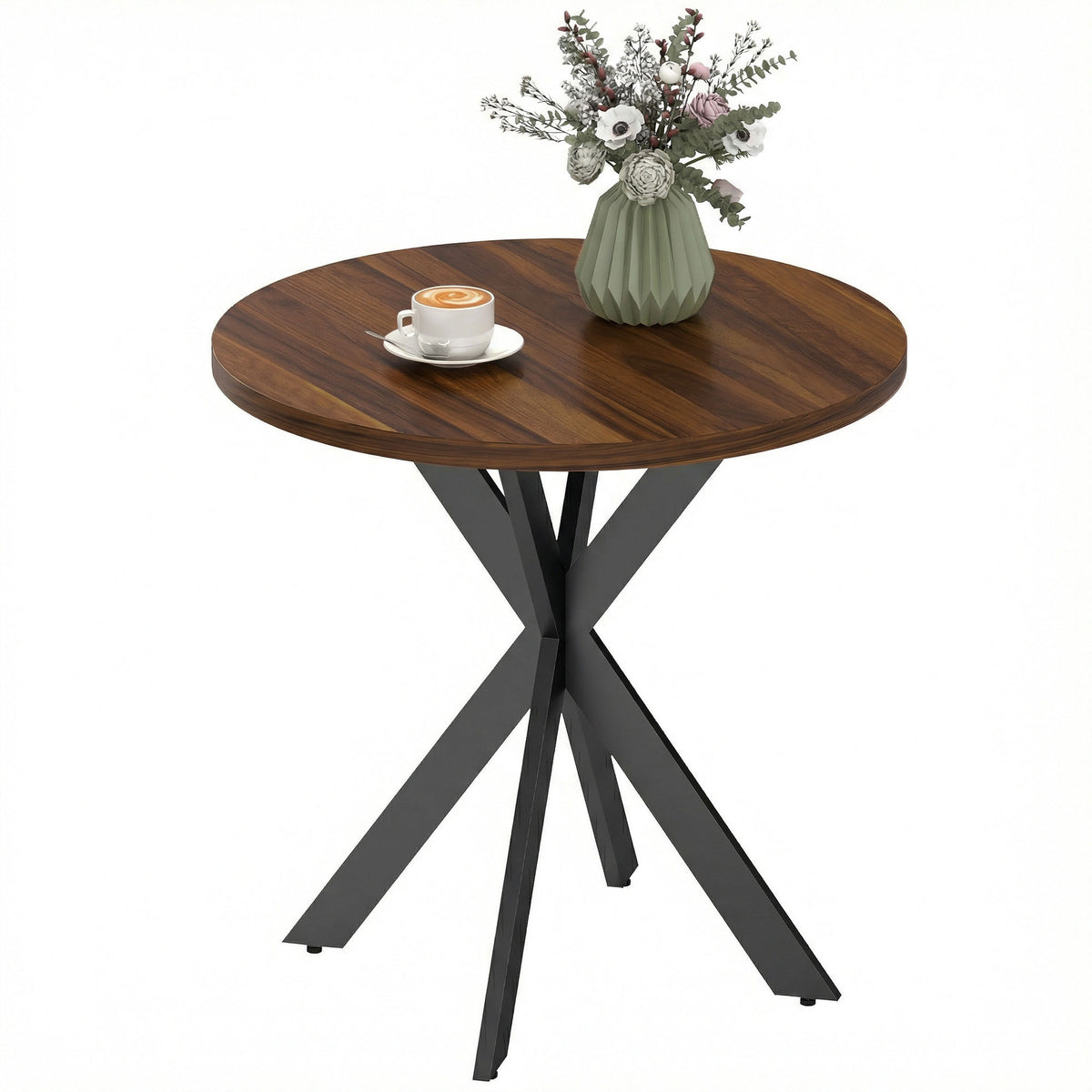 Mesa de comedor redonda contemporánea de 74 cm con patas cruzadas
