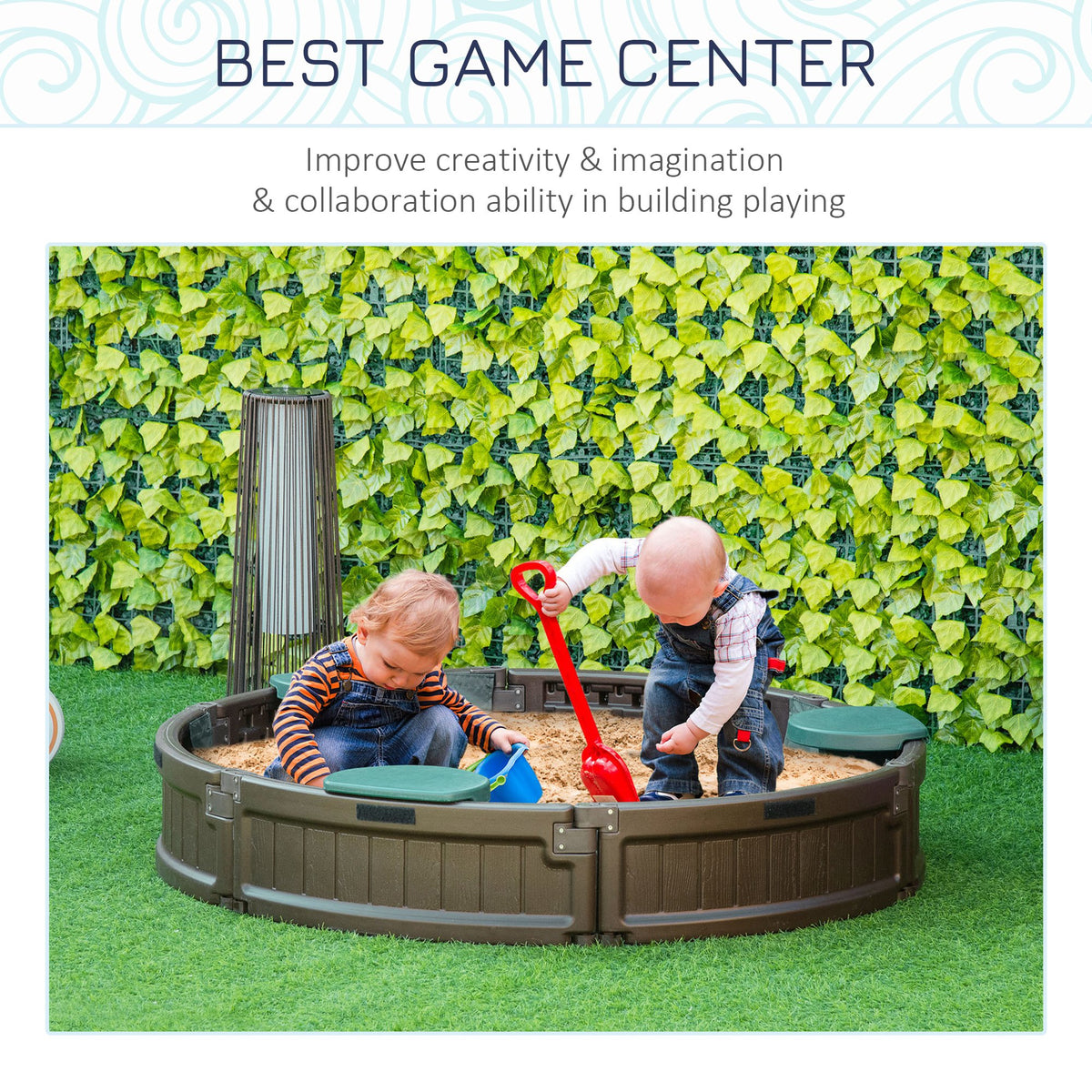 Caja de arena de exterior para niños con cubierta