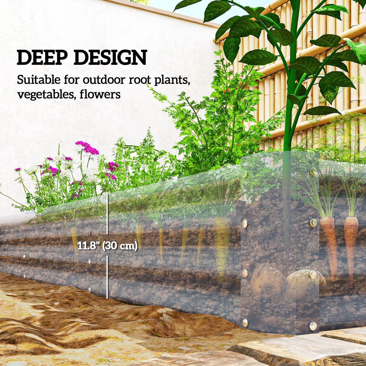 Raised Garden Bed Galvanized Steel 8 x 4 ft