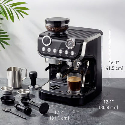 15 Bar Espresso Machine with Grinder and Milk Frother