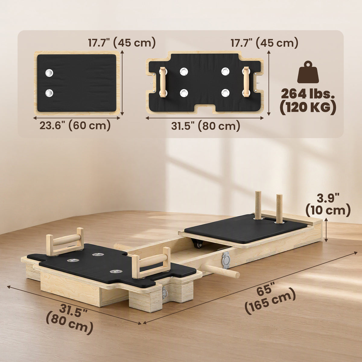 Reformer de Pilates plegable de madera