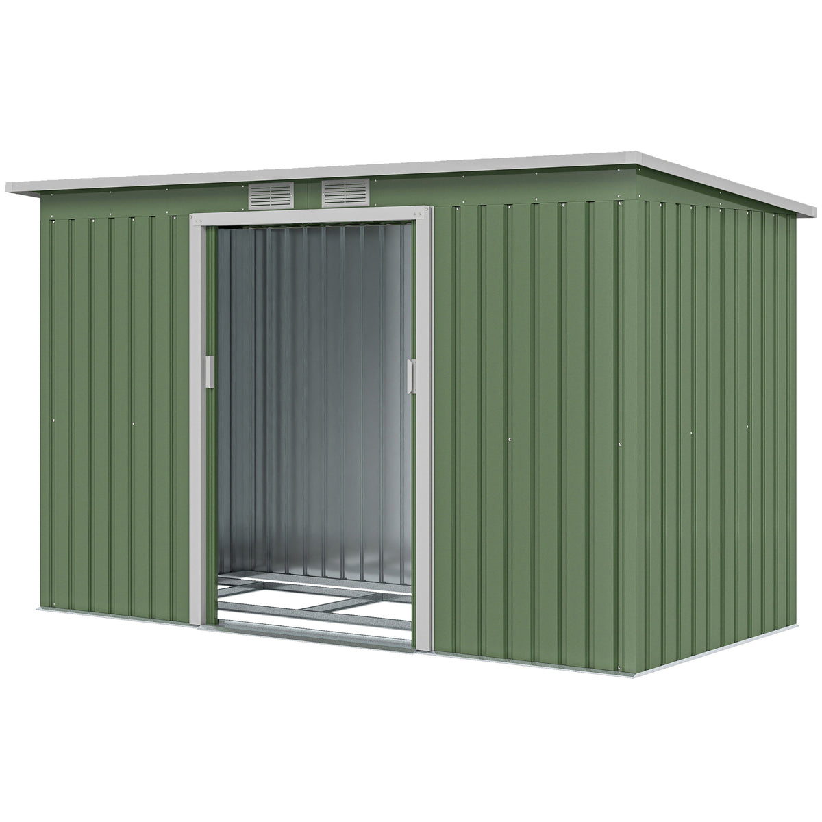 Galvanized Steel Garden Shed with Double Sliding Doors