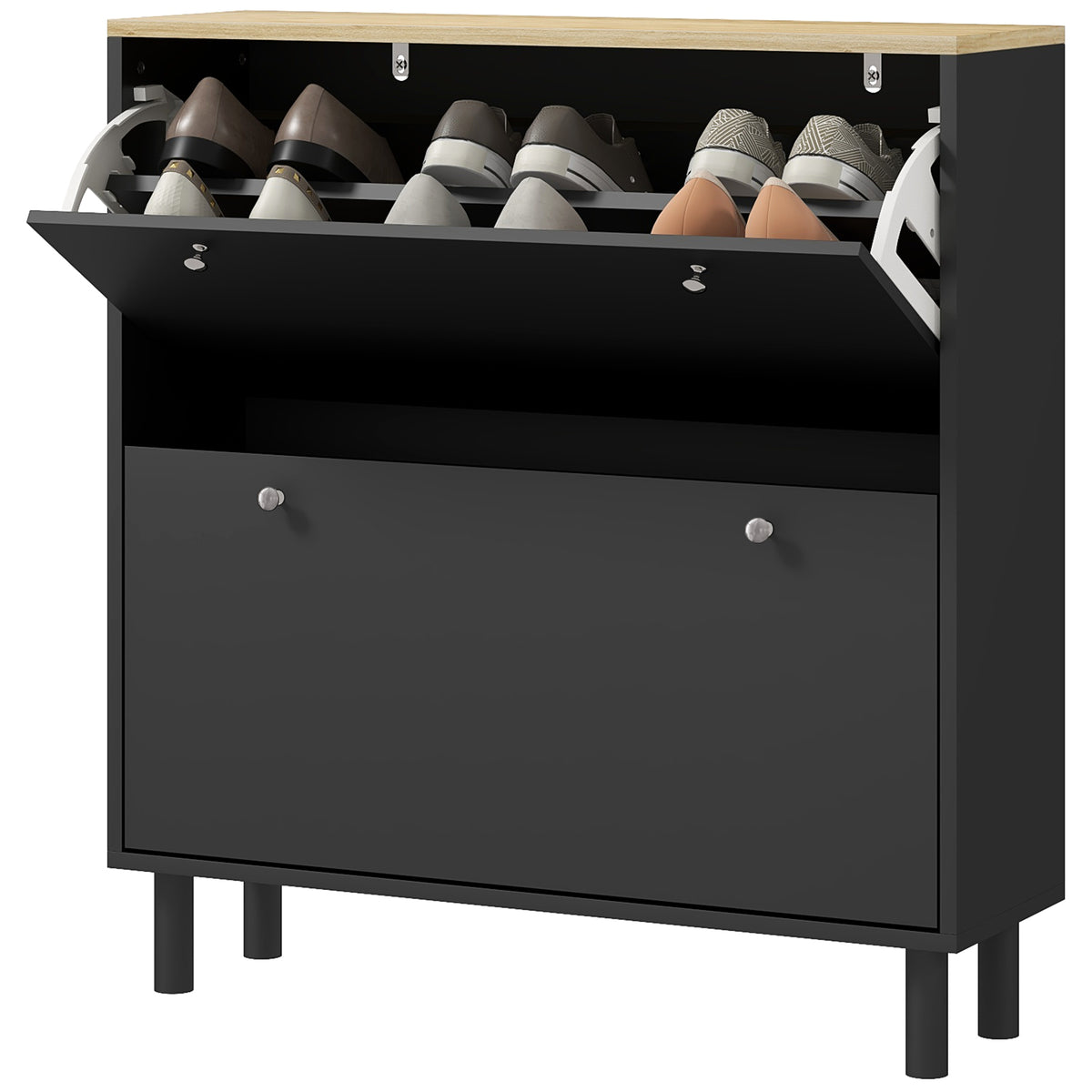 2 Drawer Shoe Storage Cabinet with Adjustable Shelves