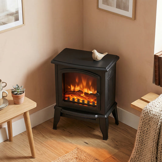 Freestanding Electric Fireplace Heater with Realistic Flame Effect