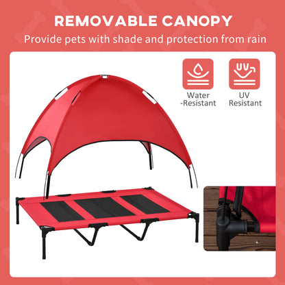 Elevated dog bed with canopy