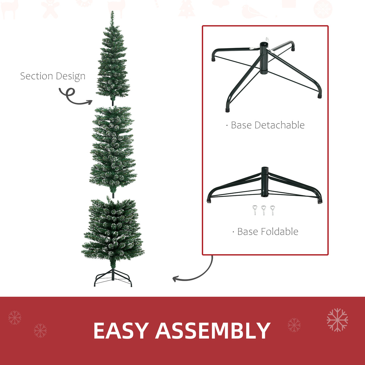 Snow-Tipped Pencil Christmas Tree 6 ft