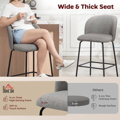 Set of 2 Counter Height Barstools with Backrest