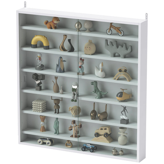 Display Cabinet Wall Mount 7 Tier Glass Doors