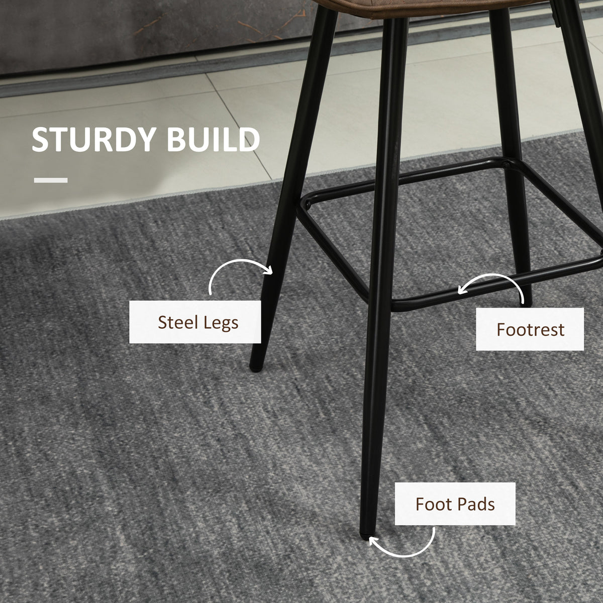 Set of 2 Modern PU Leather Bar Stools