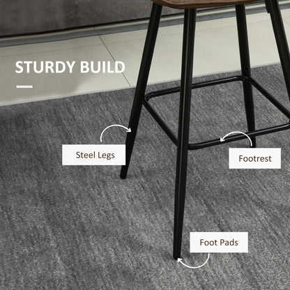 Set of 2 Modern PU Leather Bar Stools
