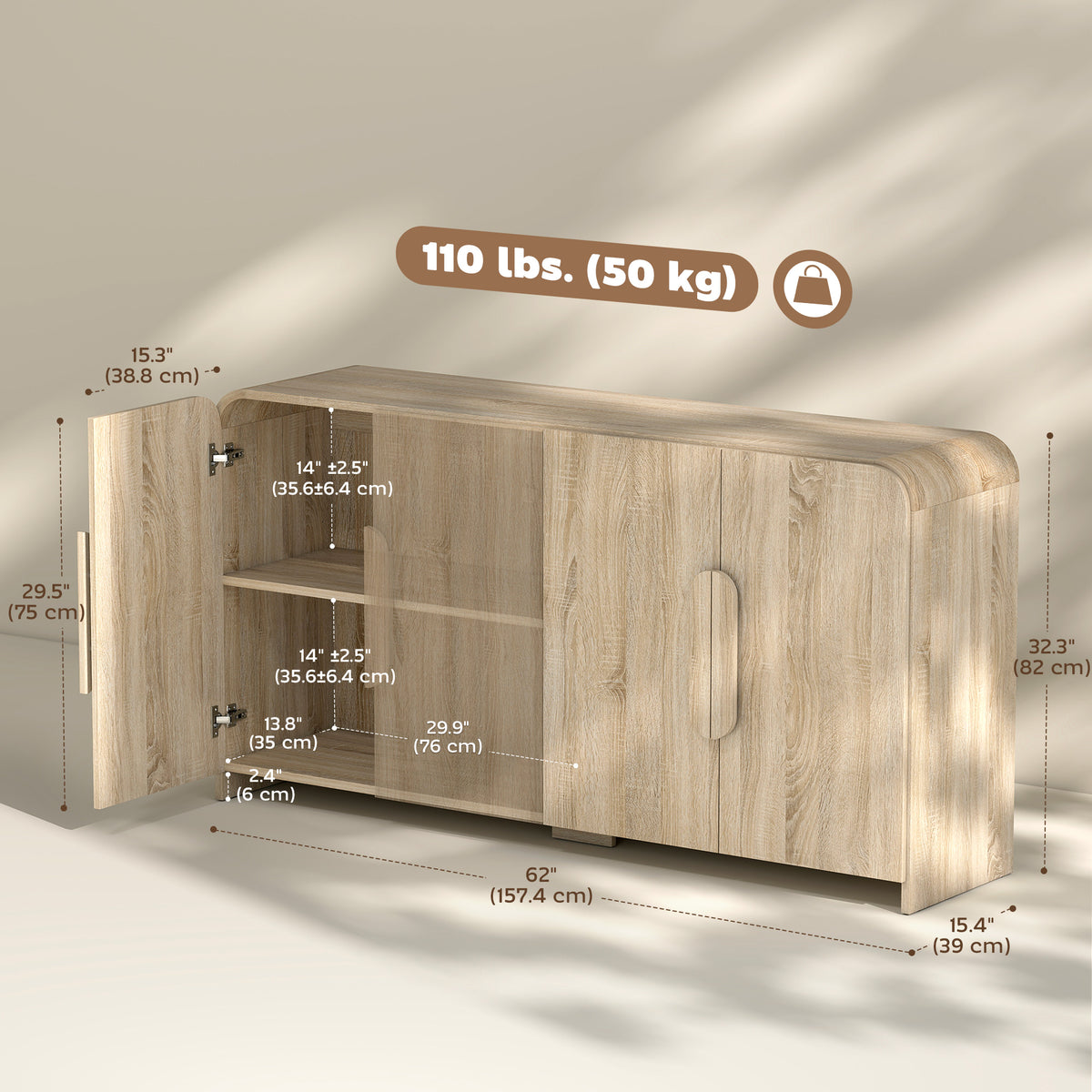 Aparador de cocina moderno con puertas de cierre suave