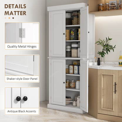 Kitchen Pantry Cabinet 6-Tier 4 Magnetic Doors