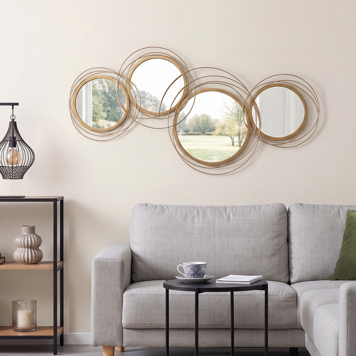 Metal circle wall art mirror decor