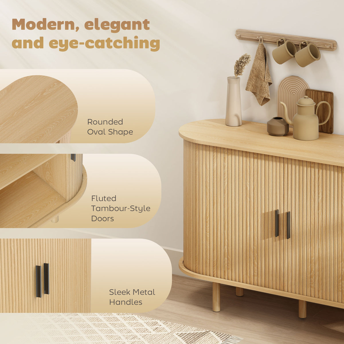 Buffet cabinet with tambour sliding doors