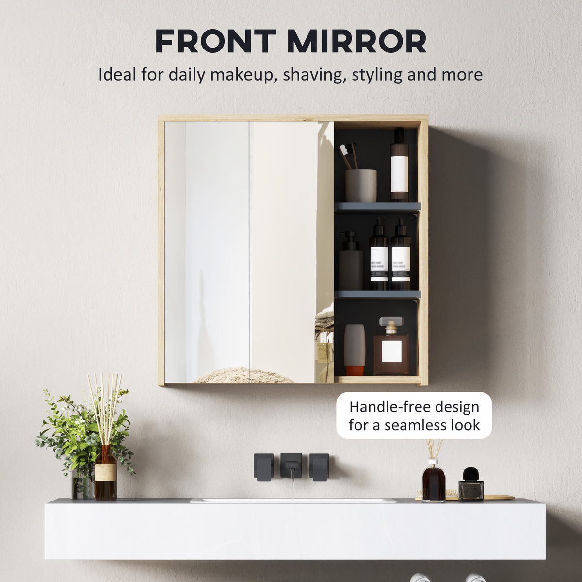Wall mount medicine cabinet with mirror
