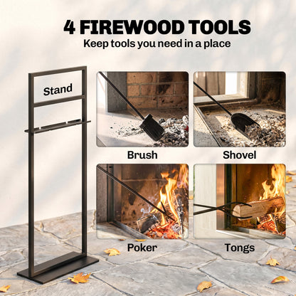 Metal Fireplace Tool Set — Set of 5