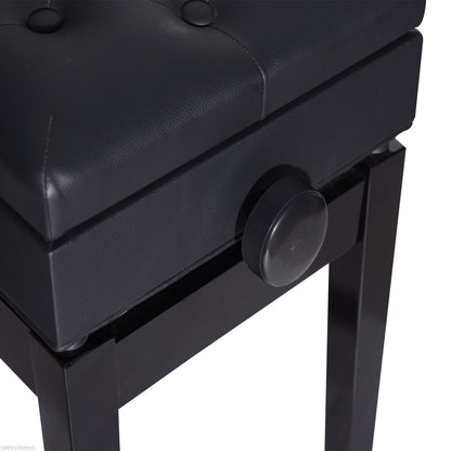 Banco de piano ajustable con almacenamiento y cuero sintético