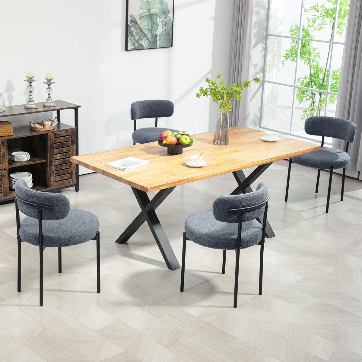 Juego de 4 sillas de comedor modernas acolchadas