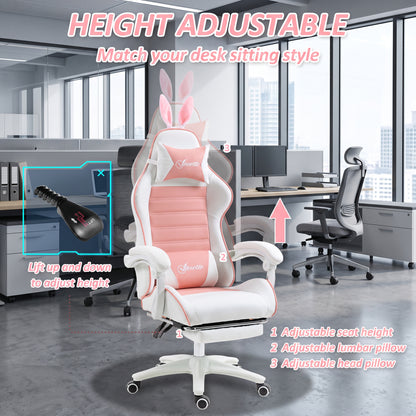 Ergonomic gaming chair with footrest