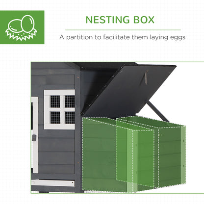 Wooden Chicken Coop with Run and Nesting Box