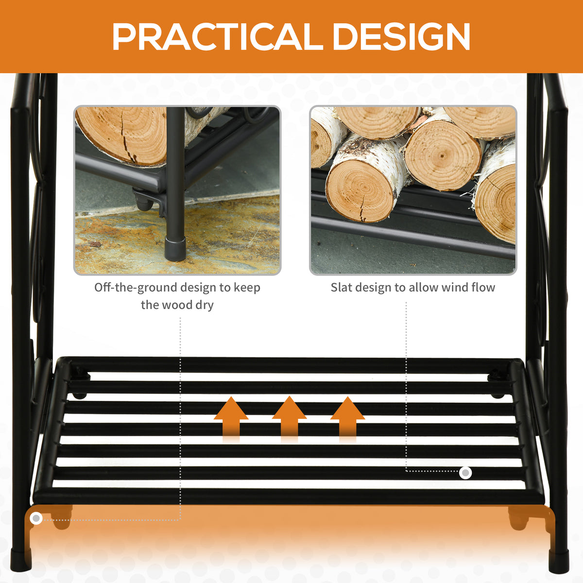 Heavy-duty metal fireplace log holder