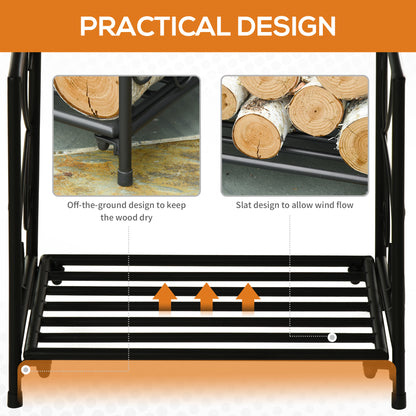Heavy-duty metal fireplace log holder