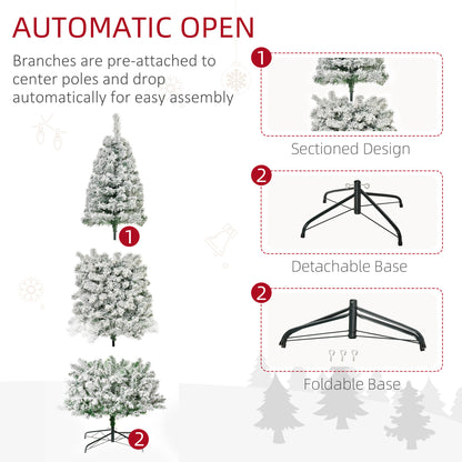 Pre-Lit Slim Flocked Artificial Christmas Tree with LED Lights