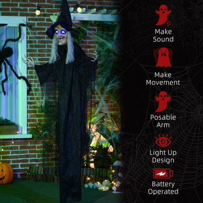 Life-Size Witch 6 ft Light-Up Eyes Halloween Prop — Black