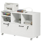 Mobile 2-drawer lateral file cabinet with lock