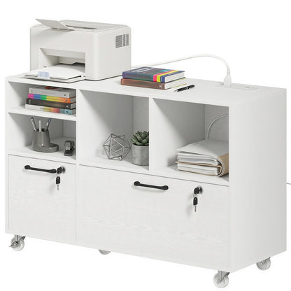 Mobile 2-drawer lateral file cabinet with lock