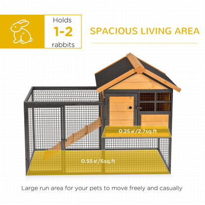 Outdoor Wooden Rabbit Hutch 48" — Yellow