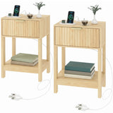 Modern nightstand with drawer — Set of 2