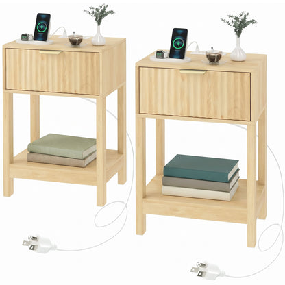 Modern nightstand with drawer — Set of 2