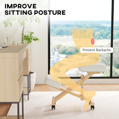 Ergonomic Kneeling Chair with Rubberwood Frame