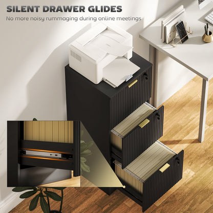 Lockable 3-Drawer Fluted Filing Cabinet for A4 Letter Files