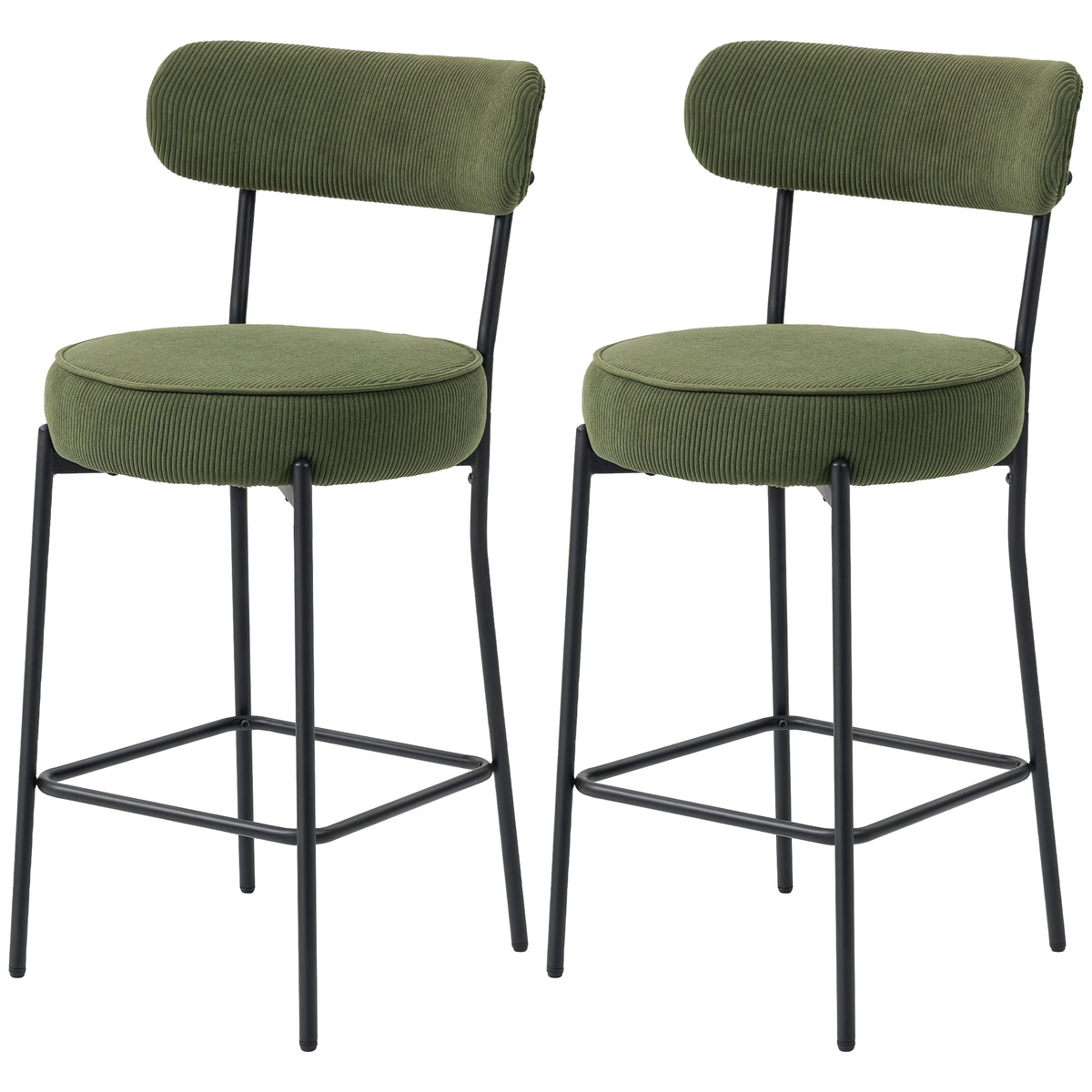 Upholstered Corduroy Bar Stools — Set of 2