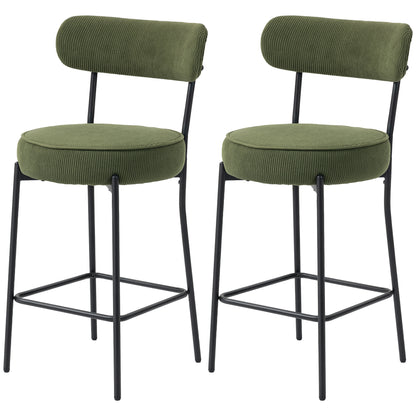 Upholstered Corduroy Bar Stools — Set of 2