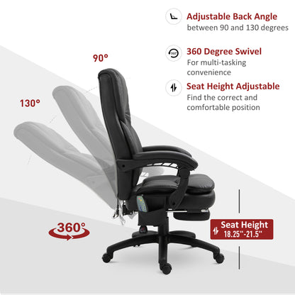 Silla de oficina de masaje reclinable con reposapiés