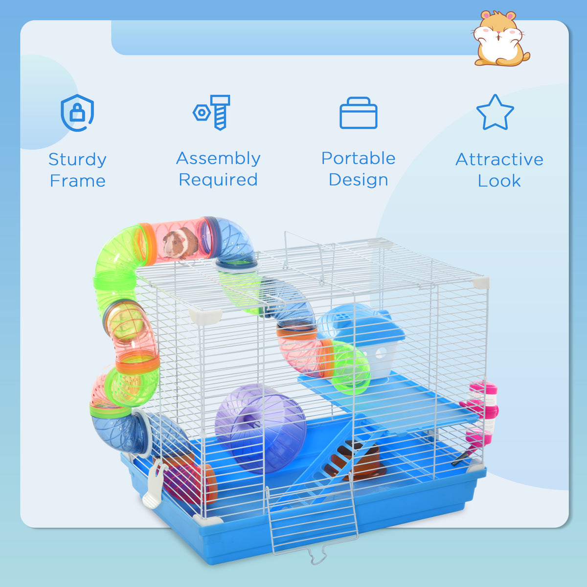 2-Tier hamster cage with tube system
