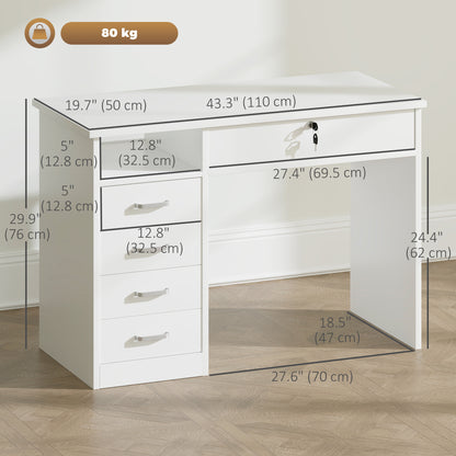 Computer Desk with Lockable Drawer and Storage