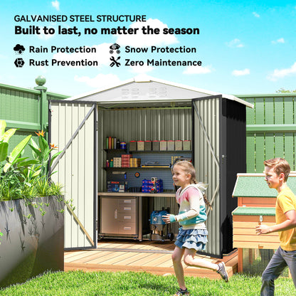 Metal Garden Shed 6.5' x 4' Dual Lockable Doors